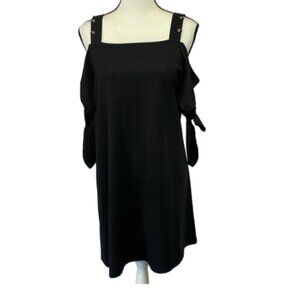 MNG Casual Like New Black Cold Shoulder Short Sleeve Dress Size M #1176